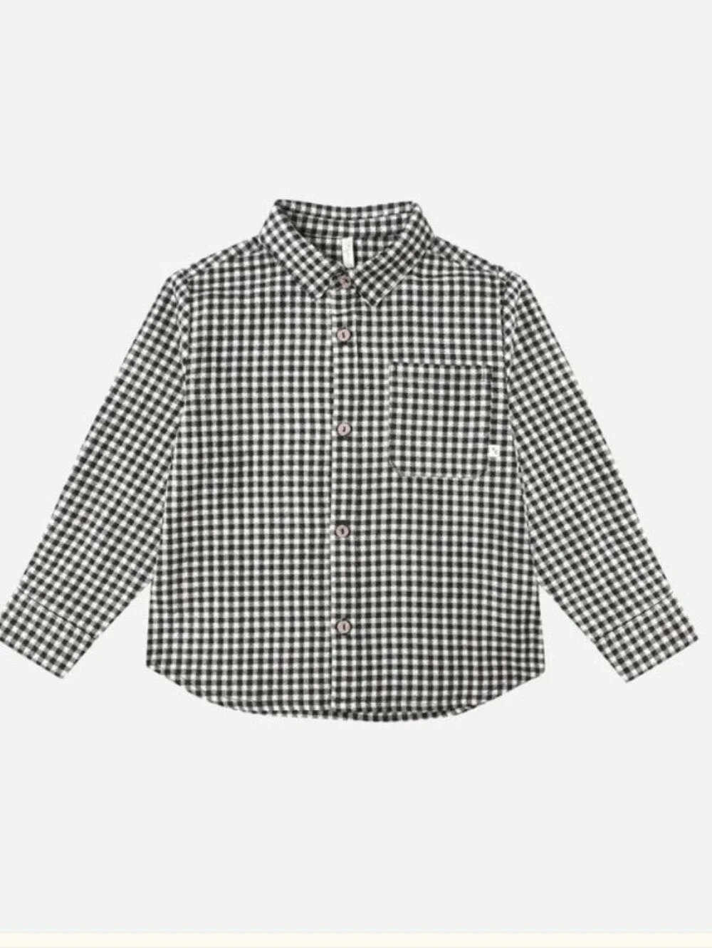 Rylee + Cru Collared Long Sleeve Shirt - Black Gingham 18-24 Months